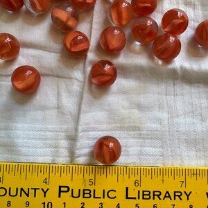 Glass Marbles Agate Cats Eye Orange Ribbon Lot of 20